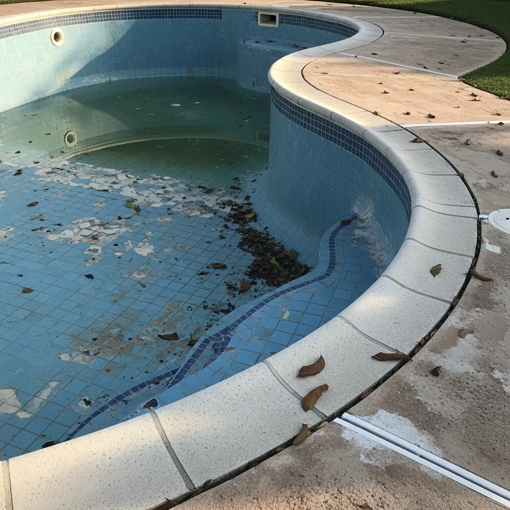 faded and worn pool deck in Houston requiring cleaning