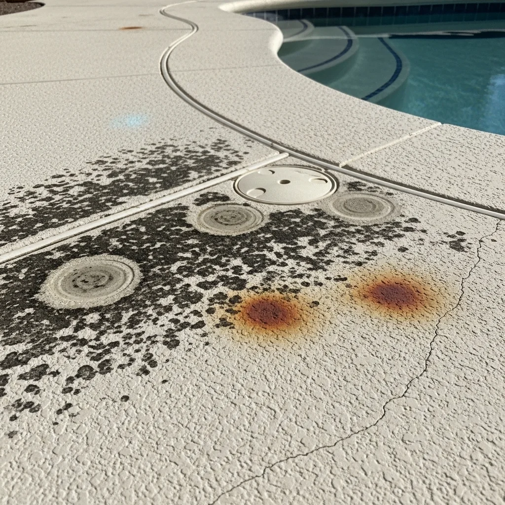 rust stains on Houston pool deck needing professional cleaning service